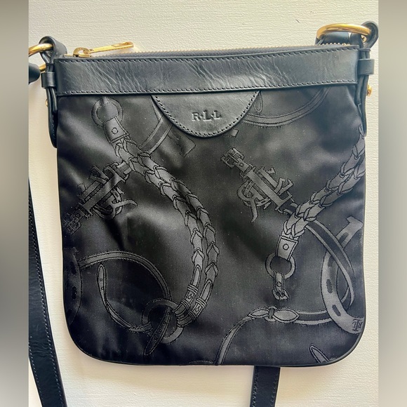 Vintage Ralph Lauren square purse in black with gold hardware and leather trim - Picture 4 of 6